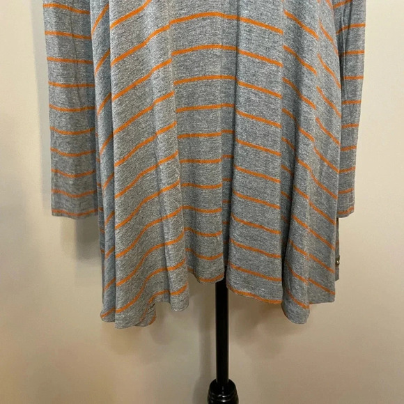 Matilda Jane Gray and Orange Striped V Neck Long Sleeve Tunic Top - Picture 7 of 10